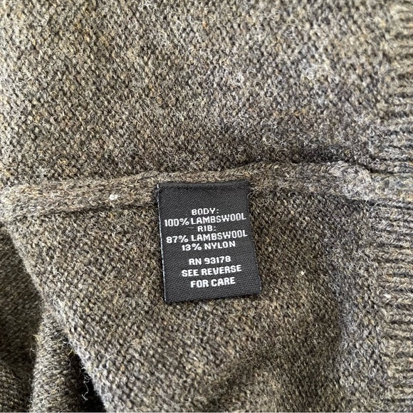 Magaschoni Men's Lambswool Sweater Olive Green Crew Neck Wool Warm 2XL  XXL T - Picture 6 of 6
